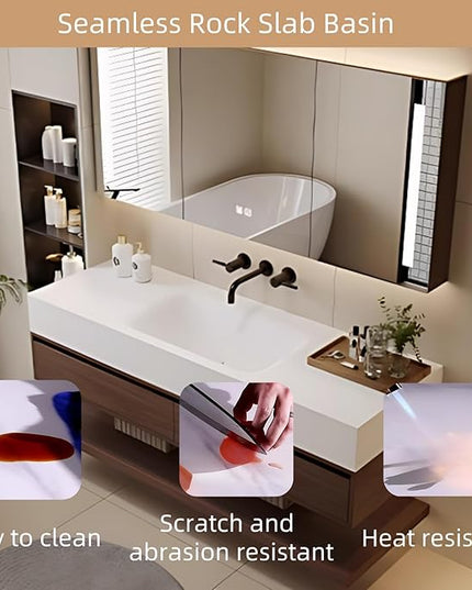 48IN Bathroom Vanity with Sink - Luxury Bathroom Cabinet | Intelligent Mirror Cabinet Including LED Light Strip & Defogging Mirror Cabinet, Large Storage Space, 2 Drawers (Brown)