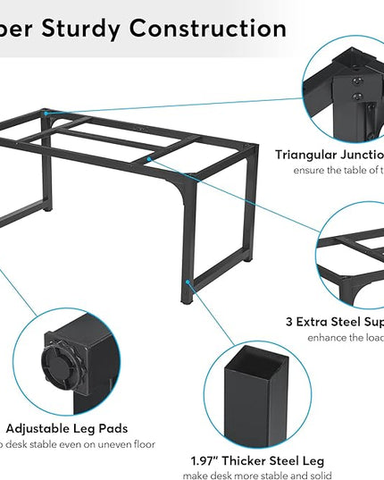 Tribesigns Modern Computer Desk, 63 x 31.5 inch Large Office Desk Computer Table Study Writing Desk Workstation for Home Office, Vintage Black Metal Frame