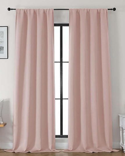 Gwine Blush Pink Blackout Curtains for Bedroom 96 Inch Length, Room Darkening Energy Saving Black Out Curtains for Living Room, Window Treatment Drapes with Rod Pocket, Each 40" Wx96 L, 2PCS