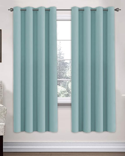 H.VERSAILTEX Ultra Soft Microfiber Thermal Insulated Antique Copper Grommet Blackout Curtains/Window Treatment Draperies 52 by 72 - Inch for Living Room/Bedroom,Set of 2 - Mineral Blue