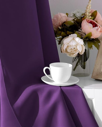 HOMEIDEAS Purple Blackout Curtains 52 X 96 Inch Set of 2 Panels Room Darkening Bedroom Curtains/Drapes, Thermal Grommet Light Blocking Window Curtains for Living Room