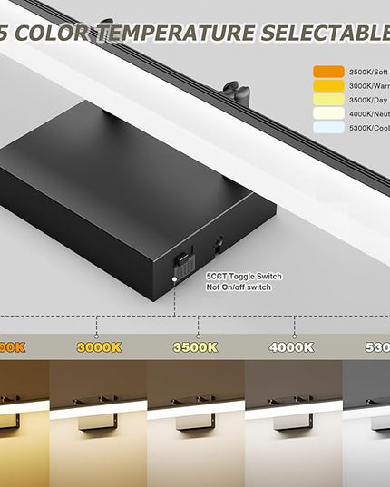 Black Vanity Light 31.5" Long 24W LED Bathroom Light Bar with 5CCT Adjustable Modern Bathroom Vanity Light Fixture for Mirror, Powder Room, Bedroom, Apartment, Hotel