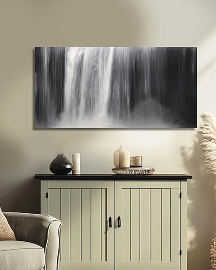 Abstract Waterfall Picture Living Room Decor Abstract Wall Art Black and White Artwork Modern Office Home Decor 20X40 Inch