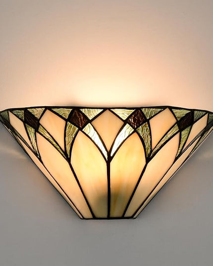 Tiffany Style Sconces Wall Lighting 12.6-Inch 1-Light Stained Glass Wall Sconce Vintage Tiffany Wall Mount Lamp Stained Glass Sconce Wall Decor for Hallway Bedroom Entryway Living Room