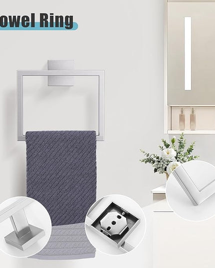 YACVCL 5-Pieces Brushed Nickel Bathroom Hardware Accessories Set Towel Bar Set Upgraded Toilet Paper Holder with Shelf Stainless Steel Wall-Mounted Bathroom Hardware Set 23.6 Inch