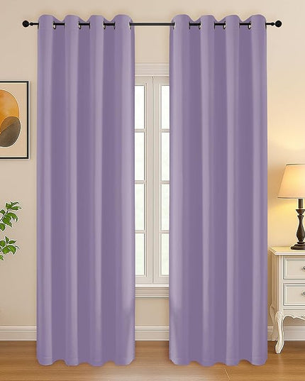Simplebrand Lilac Curtains for Bedroom Living Room 90 Inches Long 2 Panels Set, Room Darkening Thermal Insulated Curtains & Drapes, Solid Grommet Noise Reducing Window Treatment, W50 x L90 Inch