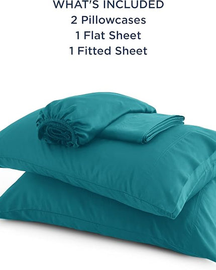Bedsure King Size Sheets Set, Cooling Sheets for Hot Sleepers, Rayon Derived from Bamboo, Breathable & Soft, Deep Pocket Up to 16 Inches, Hotel Luxury Silky Bedding, Turquoise