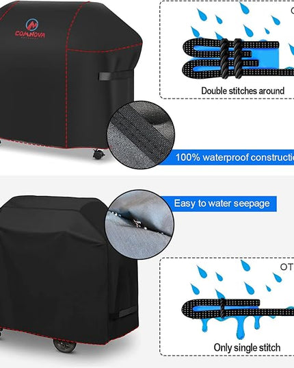 Comnova Grill Cover 58 Inch - 600D BBQ Gas Grill Cover Waterproof Heavy Duty, Premium Barbecue Covers for Weber Genesis 300 Series Grill, Char-Broil, Monument, Brinkmann, Dyna-glo, Nexgrill and More