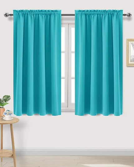 DWCN Turquoise Room Darkening Blackout Curtains - Thermal Insulated Privacy Energy Saving Window Curtain Drapes 52 x 54 inch Length, Set of 2 Bedroom Living Room Curtains