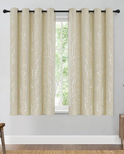 BUHUA Grommet Top Window Draps for Living Room Bedroom Curtains Energy Saving Room Darkening Impede Light Privacy Curtains, 52W x 54L, 2 Panels, Beige