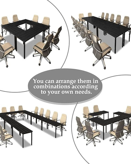 Bonzy Home 8FT Conference Table with Chairs Set, 94.4"x47.2"x29.5" Tables & 10Pcs Office Chairs, Meeting Room Study Printer Podcast Seminar Table Set for 10 People, Black
