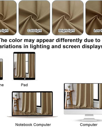 Gwine Taupe Blackout Curtains for Living Room 72 inches Long, Noise Reducing Room Darkening Window Treatment Curtains for Bedroom, Farmhouse Decor with Rod Pocket, Each 40" Wx72 L,2PCS