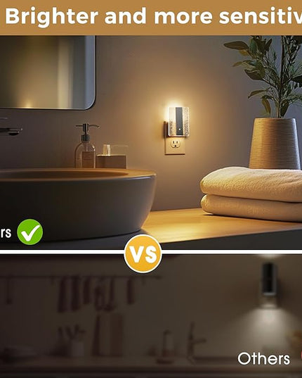 L LOHAS LED Night Lights Plug Into Wall, Night Light with Dusk-to-Dawn Sensor, Dimmable Decorative LED Nightlights, 0-100LM 3000K Adjustable Brightness for Bathroom, Hallway, Bedroom,Stairway
