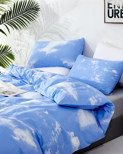 Houseri Blue Sky Comforter Set, Full Size, 3 Pcs, Modern Bedding Set for Teen Girls