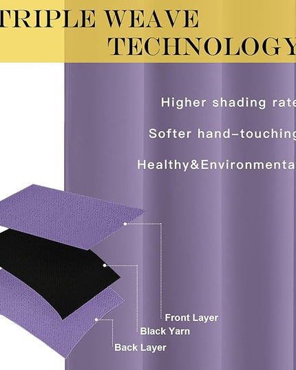 NICETOWN Blackout Window Curtain 90 inch Length - Room Darkening Thermal Insulated Grommet Large Window Treatment Light Blocking for Bedroom/Doorway (Lilac Purple, 1 Panel, W52 x L90)