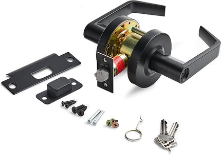 Boomerang Classroom Function - ADA Commercial Door Lever Lock - Heavy-Duty Locking Door Handle, Cylindrical Lever Lock, Non-Handed Grade 2, Matte Black (US19), Classroom