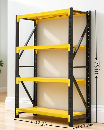 torage Shelves,Garage Shelving Heavy Duty Metal Adjustable Garage Shelves, Shelving Units Industrial Shelving for Warehouse (Yellow and Black, W47.2*D19.7*H78.7)