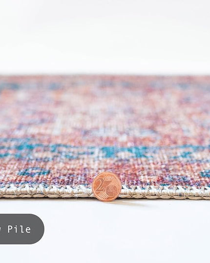 GLN Rugs Traditional Collection - Machine Washable Area Rug, Traditional Washable, Non Slip, Low Pile Chenille Rug, Living Room, Bedroom, Kitchen Rug (7'10"x10' Terra/Green)