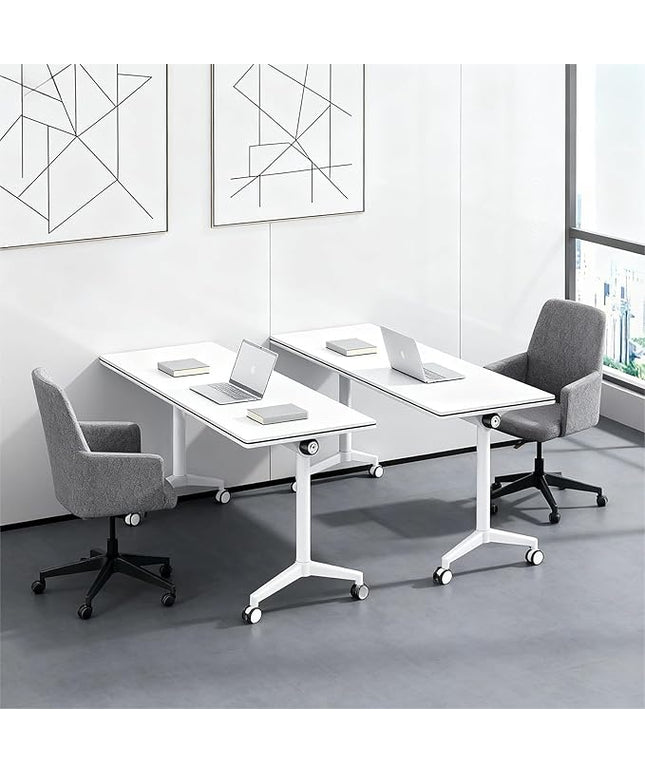 2Pack Folding Conference Table with Wheels & Flip Top - Business Mobile Meeting Table for Office, Training Seminar, Home Use -Space Saving Design, Easy Folding Classroom Table﻿