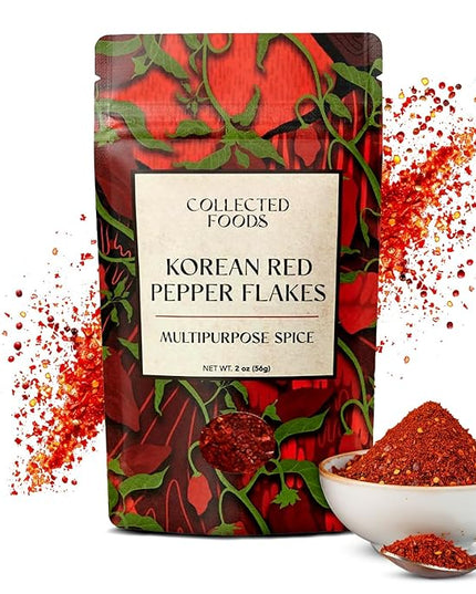 Premium Gochugaru Red Pepper Flakes - Sun-Dried Korean Chili Powder for Kimchi, Marinades, BBQ & Everyday Cooking (2oz)