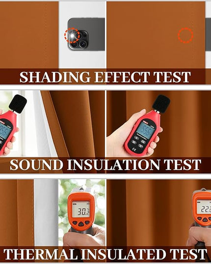 Yakamok Room Darkening 100% Blackout Curtains Grommet Window Treatments with 2 Thick Layers-Burnt Orange Thermal Insulated Drapes Set of 2 Panels for Bedroom Living Room 52 Inches by 84 Inches Length