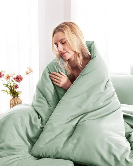 CozyLux Twin XL Comforter Set Sage Green, 5 Pieces Bed in a Bag Twin Extra Long Comforter Set with Sheets, 5PC Bedding Sets with Down Alternative Comforter, Sheets, Pillowcase & Sham for All Seasons