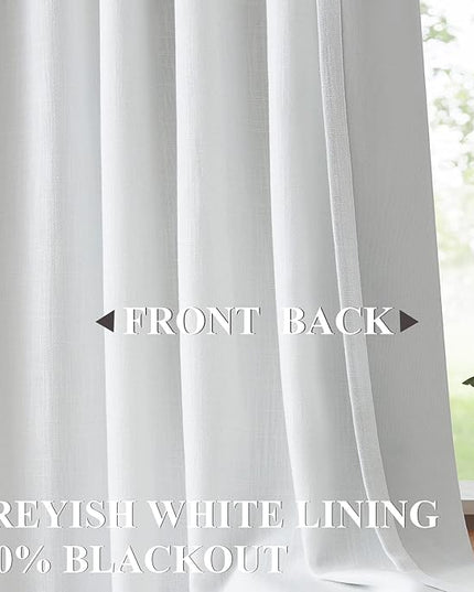 Vision Home White Pinch Pleated Full Blackout Curtains Thermal Insulated Window Curtains 112 inch for Living Room Bedroom Room Darkening Pinch Pleat Drapes with Hooks Back Tab 2 Panel 40" Wx112 L