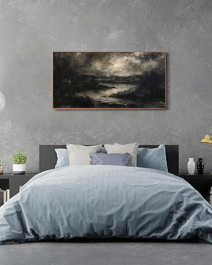 ILLBDR Framed Large Wall Art Moody Wall Decor Dark academia Wall Art Nature Landscape Painting Print Rustic Farmhouse Picture for Living Room Bedroom Office 20"x40"