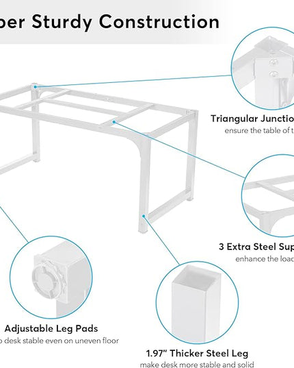 Tribesigns Modern Computer Desk, 63 x 31.5 inch Large Executive Office Desk Computer Table Study Writing Desk Workstation for Home Office, Spliced Desktop, White