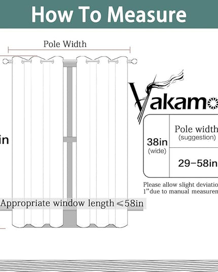 Yakamok Light Beige Curtains Room Darkening Thermal Insulated with Grommet Window Curtain for Bedroom, 38Wx54L inch, 2 Panels