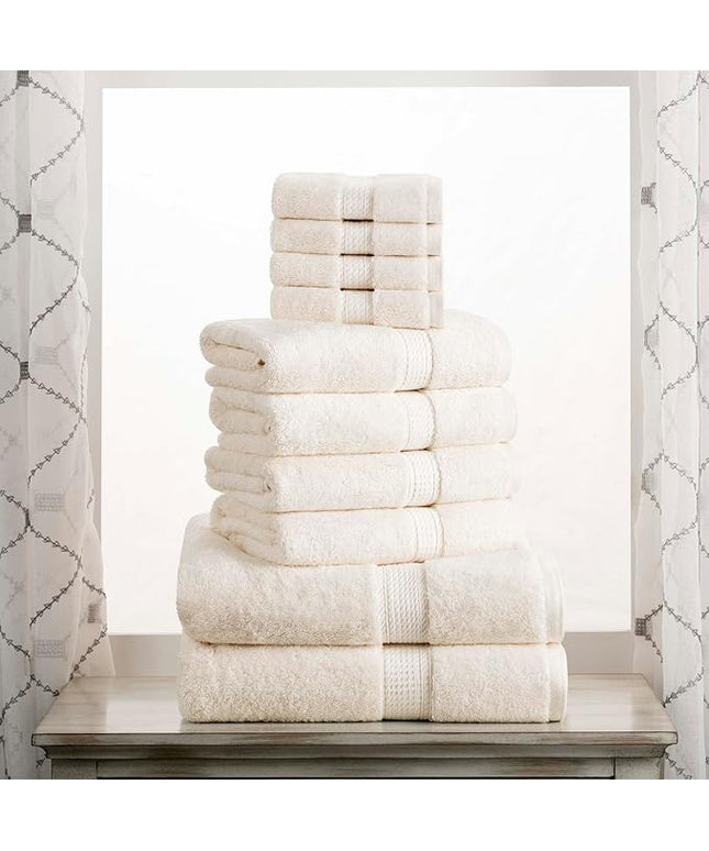 Superior Egyptian Cotton Pile 10 Piece Towel Set, Includes 2 Bath, 4 Hand, 4 Face Towels/Washcloths, Ultra Soft Luxury Towels, Thick Plush Essentials, Guest Bath, Spa, Hotel Bathroom, Cream