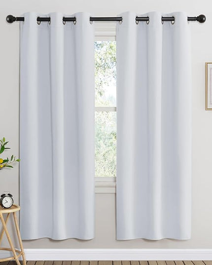 NICETOWN Room Darkening Curtains for Nursery, Grommet Thermal Insulated Light Blocking Window Treatments Sound Reducing for Bedroom, W37 x L72, 2 Panels, Greyish White