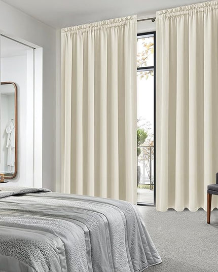 DWCN Blackout Curtains for Living Room Thermal Insulated, Energy Saving & Noise Reducing Bedroom Curtains, Light Beige, W 70x L 84 Inch, Set of 2 Rod Pocket Curtain Panels