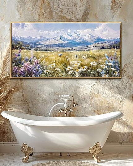 QIYILEXWART Large Wall Art For Bedroom Wall Decor For Living Room Office Decoration Range Grassland Landscape Painting Watercolour Pictures Canvas Artworks Ready To Hang Home Decor Wood Framed