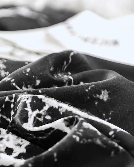 CLOTHKNOW Black California King Comforter Set Marble Bedding Comforter Sets Black White Comforter Abstract Comforter with 2 x Pillow Cases