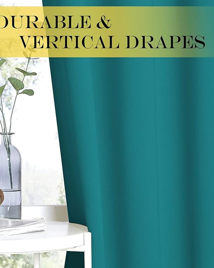 NICETOWN Blackout Curtains 84 Inch Length, Thermal Insulated Curtains for Bedroom Grommet Energy Saving Room Darkening Drapes for Living Room Window, 1 Panel, Peacock Teal, 66" W x 102" L