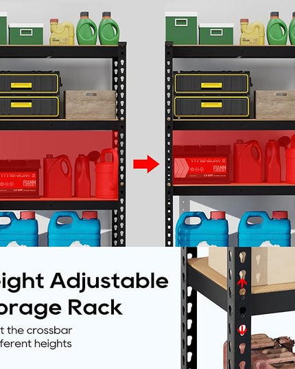 1930LBS Heavy Duty Garage Shelving Unit, 5-Tier Storage Shelves with Reinforced Steel Frame & 4mm MDF Boards, Adjustable Garage Storage for Workshop