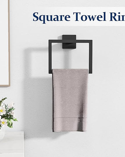 20-Pieces Matte Black Bathroom Hardware Set, 24 Inch Bath Towel Bar Set, Stainless Steel Towel Racks for Bathroom Wall Mounted