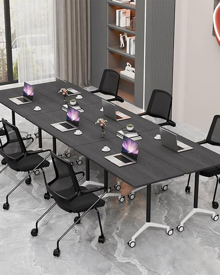 Conference Room Table with Flip-Top Design for Dynamic Meetings, Business Table Computer Desk with Heavy-Duty Frame,Foldable Seminar Meeting Tables for Home Office (4, F, 70.8IN)