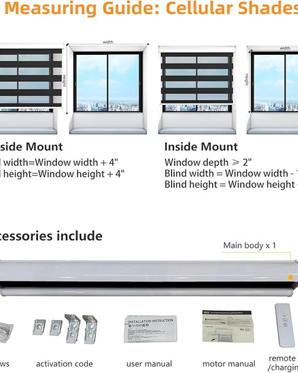 Motorized Zebra Blinds Rechargeable with Remote Blackout Cordless Zebra Shade Smart Electric Curtains for Windows and Privacy Light Filtering Roller Shades, 24" W x 72" H Black