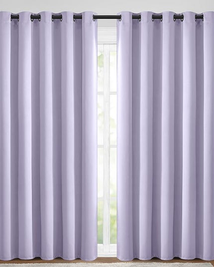 Yakamok Blackout Curtains Room Darkening Thermal Insulated Window Panels,Solid Grommet Top Drapes for Bedroom/Living Room(70Wx84L, Lilac, 2 Panels)