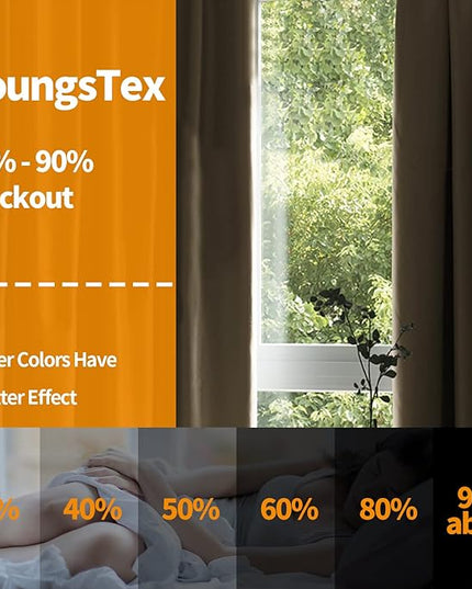YoungsTex Blackout Curtains 48 Inches Length 2 Panels for Bedroom - Taupe Thermal Insulated Drapes with Grommet Room Darkening Privacy for Kitchen Living Room, 42 x 48 Inch