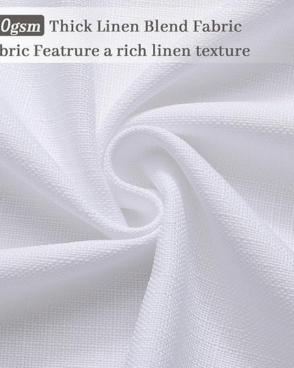 Linen Pinch Pleated Curtains White 84 Inches Long Drapes for Bedroom, Light Filtering Pleat Privacy 7 Ft Thick Linen Blend Window Non See Through Curtain with Back Tab and Hooks 40" W x 84" L
