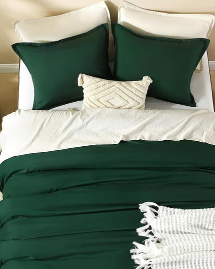 Litanika Comforters Emerald Green Oversized King Size, 3 Pieces Lightweight Solid Bedding Comforter Set, All Season Fluffy Bed Set (120x98In Comforter & 2 Pillowcases)