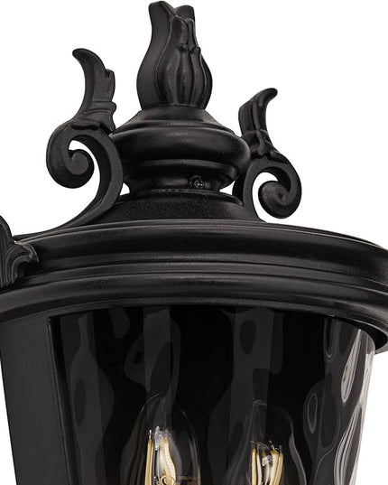 John Timberland Casa Marseille European Outdoor Wall Light Fixture Textured Black Scroll 17" Clear Hammered Glass for Exterior House Porch Patio Outside Deck Garage Yard Front Door Garden Home