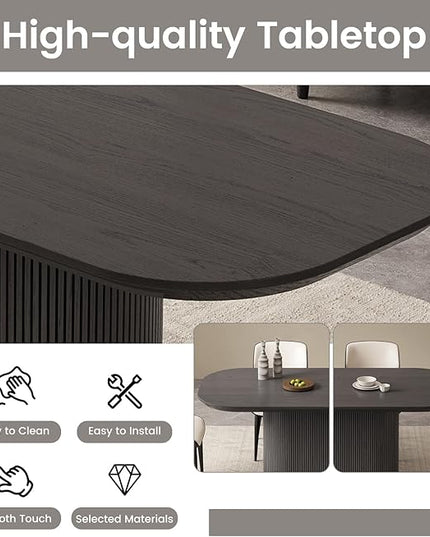 Guyii 86.61" Oval Dining Table Set with 4 Chairs, Modern Kitchen Table Set, Indoor Rectangular Dining Room Table for Kitchen, Bar, Living Room, Home, Black