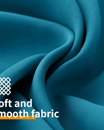 YoungsTex Teal Blue Blackout Curtains 48 Inches Length - Short Thermal Insulated Drapes with Grommet Room Darkening Privacy for Living Room Windows, 2 Panels, 42 x 48 Inch