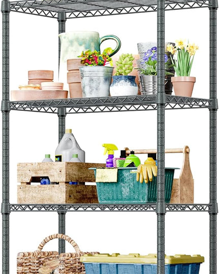 IZEUK 4-Tier Outdoor Metal Storage Shelving Unit, Heavy Duty Wire Rack Organizer with Rust-Resistant and Corrosion-Proof Coating (Grey, 17.7" D x 35.43" W x 59" H)