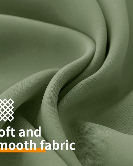 YoungsTex Olive Green Blackout Curtains 54 Inch Length for Short Window - Thermal Insulated with Grommet Room Darkening Window Drapes for Bathroom Kitchen Privacy, 2 Panels, 42 x 54 Inch
