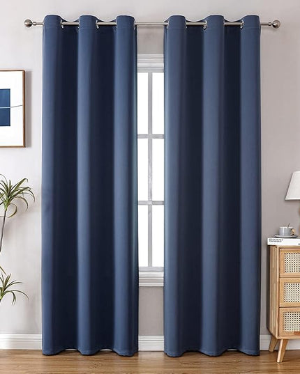 ChrisDowa Blackout Curtains 72 inches Long for Bedroom - 2 Panels Set Grommet Thermal Insulated Room Darkening Curtains for Living Room (Stone Blue, 42 x 72 Inch)